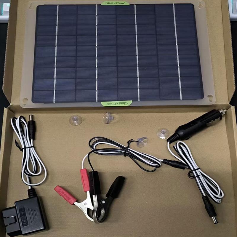Portable Solar Panel Kit 12V Waterproof Solar Trickle Charger Battery Charger Heavy-Duty Car Battery Maintainer with 4 Suction