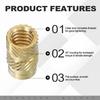 PATIKIL 1/4"-20x10x8mm Threaded Insert, Brass Heat-Set Insert Female Threaded Insert Nut, Recessed Nut for Plastic and 3D Printed Parts, Gold