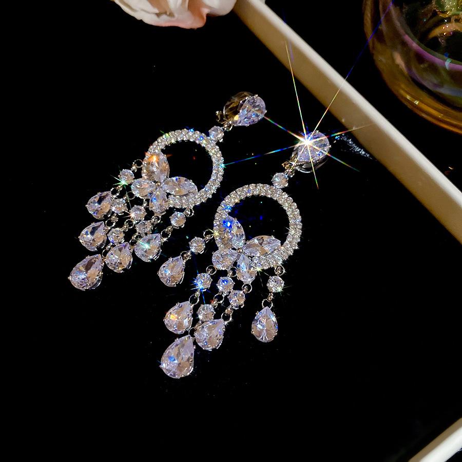 Inlaid Rhinestone Zircon Round Butterfly Zircon Sets for Women 2025 Fashion Light Luxury High-end Wedding Earring Necklace Set
