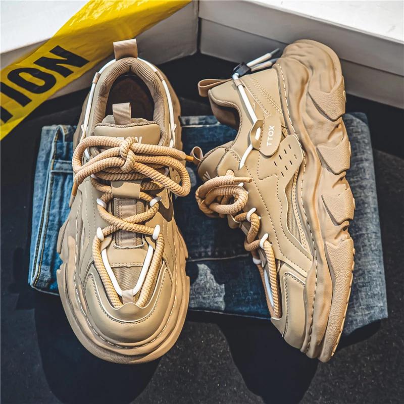 

EAEOVNI Luxury Men Casual Shoes Autumn Platform Chunky Sneakers Men Vulcanized Sports Shoes Trainers Zapatos Hombre 44 хакі