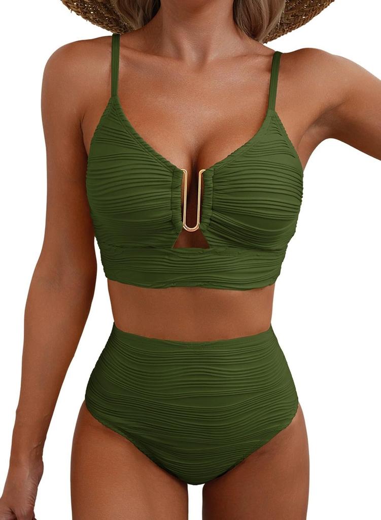 1Set Solid-color sexy gathered bikini swimsuit for women for beach wear