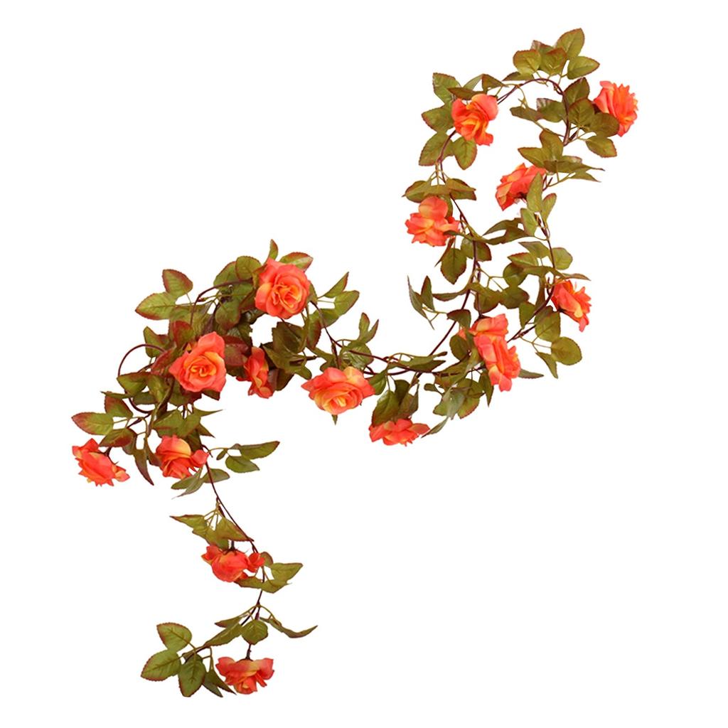 1PCS Flower Garland Fake Rose Vine Artificial Flowers Hanging Rose Ivy Hanging Baskets Wedding Arch Garden Background Decor