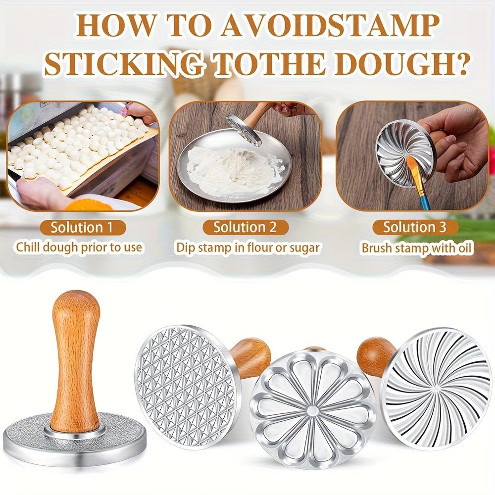 [Zinc Alloy Cookie Stamp] 1pc Zinc Alloy Cookie Stamp Mold with Floral Swirl Pattern | Ergonomic Handle Precision Baking Tool for Cookies, Cupcakes