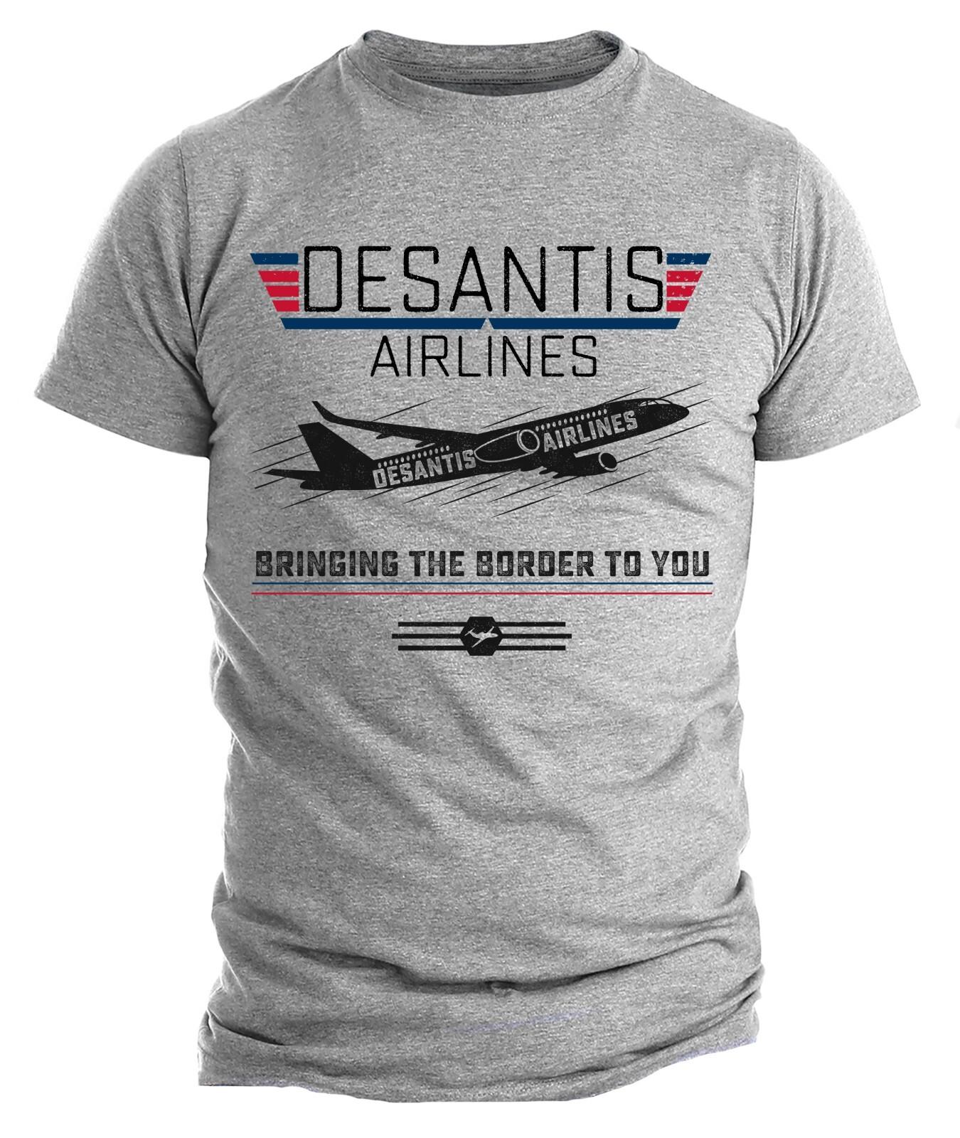 DeSantis Airlines Humor T Shirt Mens Womens Tees Top Florida Political Meme Funny Trump 2024 T Shirt Mens Womens Tees Tops 4XL