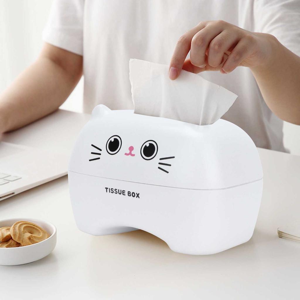Tissue Box Cute Cartoon Multifunction Napkin Pumping Box Toilet Paper Holder Storage(Blue )
