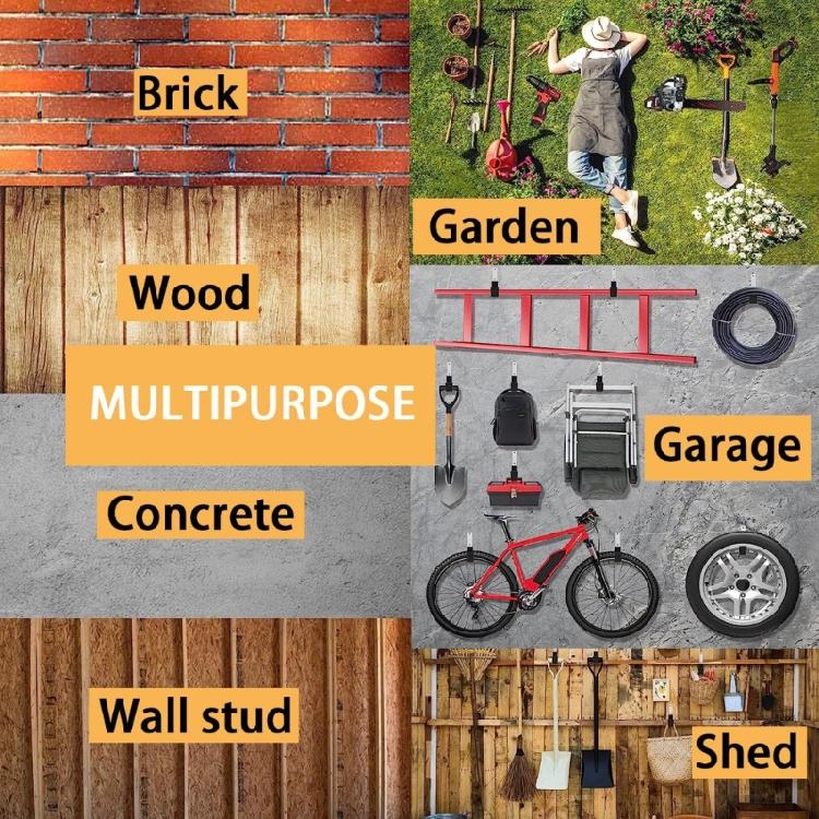 2 Pieces Wall Mount Hooks for Holding Cords and Heavy Items Stainless Steel Cable Hangers Garage Organization Tools