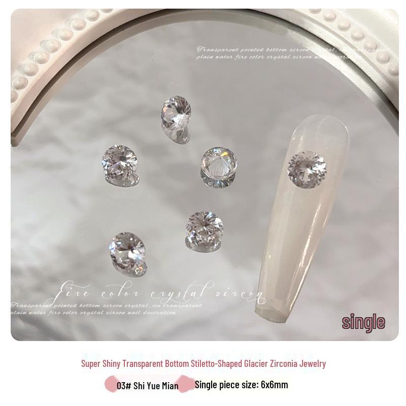 White Zirconia Nail Art: Glacier Diamonds, Transparent Rock Candy Hearts & Square Accents