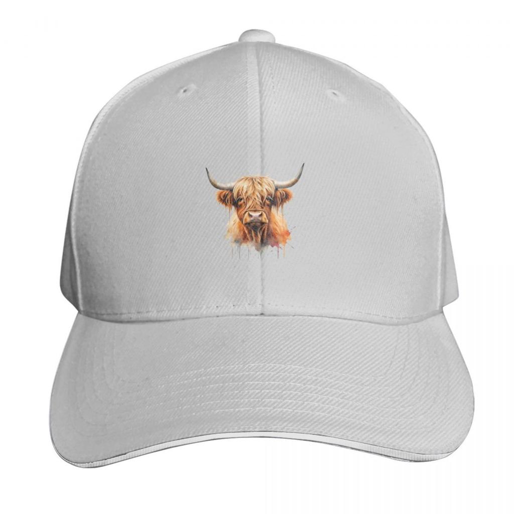 Highland Cattle Cow Longhaired Watercolor Baseball Cap Sports Cap Luxury Brand Western Hat Unisex Hat Unisexs Caps Womens