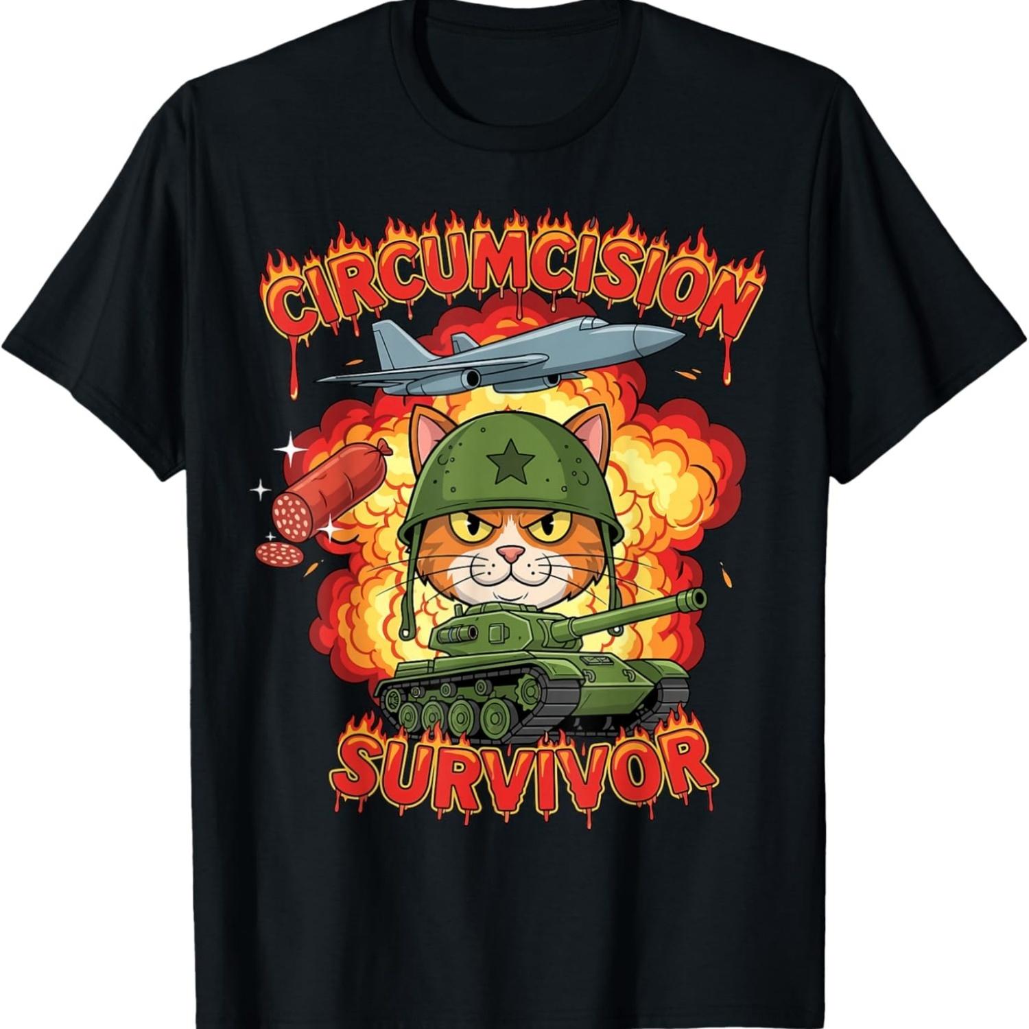 Circumcision Survivor Funny Cat Oddly Specific Meme T-Shirt S чёрный