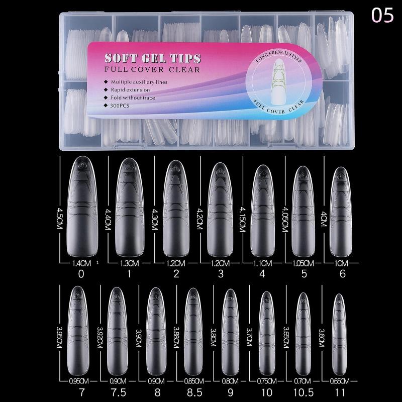 240Pcs Coffin Stiletto Trapezium Soft Gel Nail Tips With Auxiliary Lines Innovative Press On Nails Multifun Full Cover Fake Nail