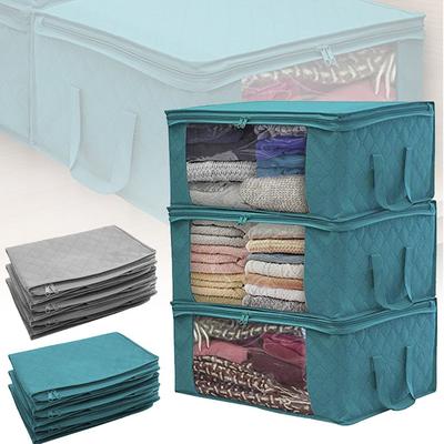 Large Capacity Storage Bag Storage Charcoal Foldable Quilt Clothes Zipper Closet