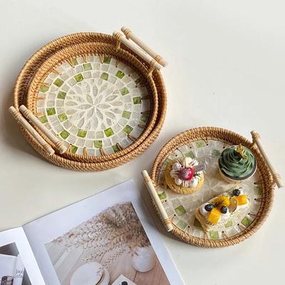 Trays To Serve Food Trays for Serving Snack Tray Afternoon Tea Tray Plates Dessert Rattan Fruit Dry Dish Sweets Plate Cake Home