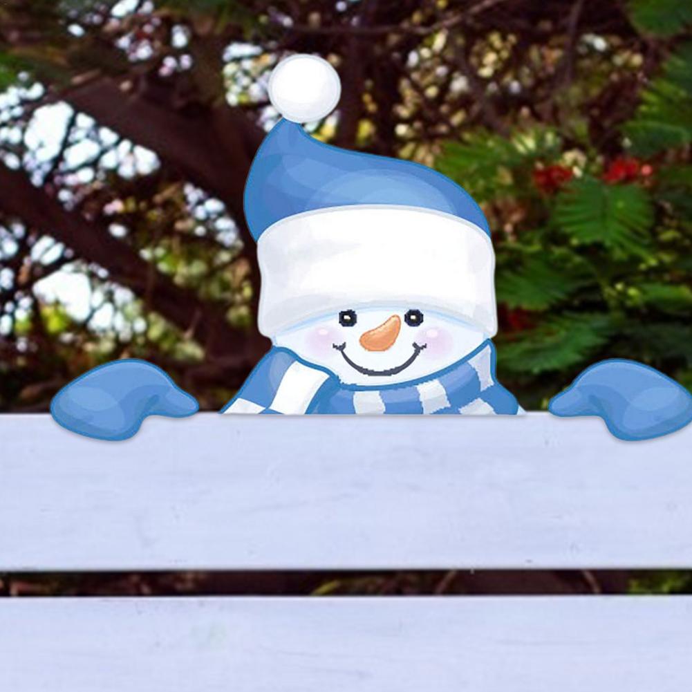 Christmas Fence Peeker Christmas Santa Snowman Fence Peeker Decoration Cute Fence Sign Ornaments For Yard Art Garden Christmas