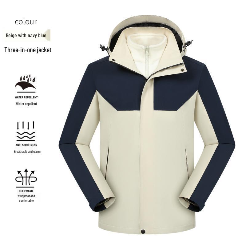 Thickened 3-in-1 Workwear Mountaineering Jacket with Custom Embroidery Logo for Winter 4S Shop Enterprise Culture.