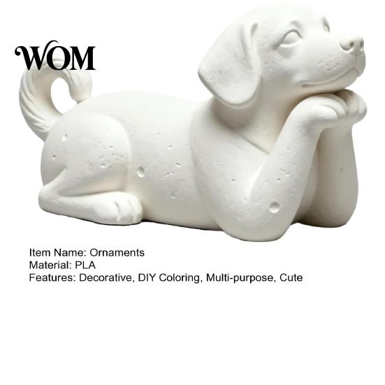 Versatile White Dog Figurine 3D Printed Figurine, Cute Puppy Figures, Small Animal Plain Statue Figurines, Realistic Detailed for Lovers Burr-free