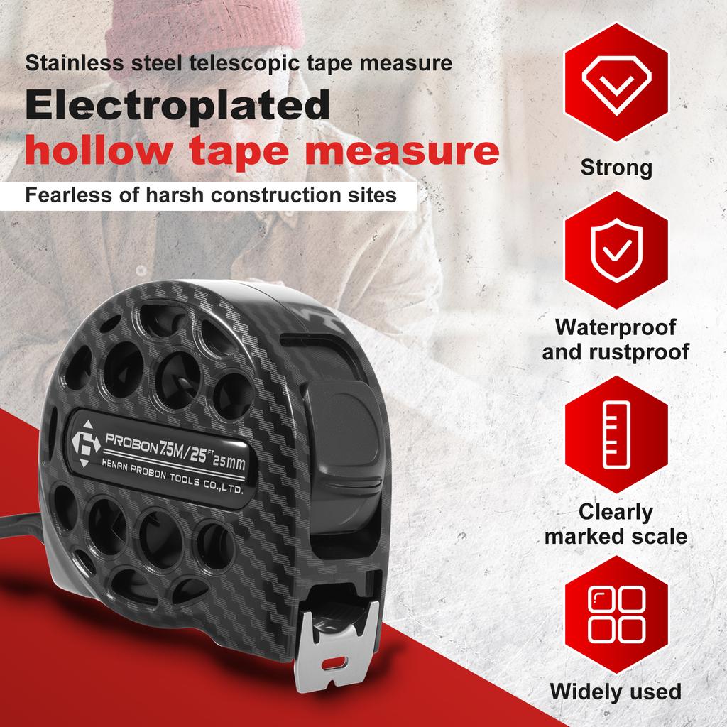 5/7.5M Metric Tape Measure Stainless Steel Retractable Measuring Tape Waterproof Hollowed-out Tape Measure for Woodworking Tools