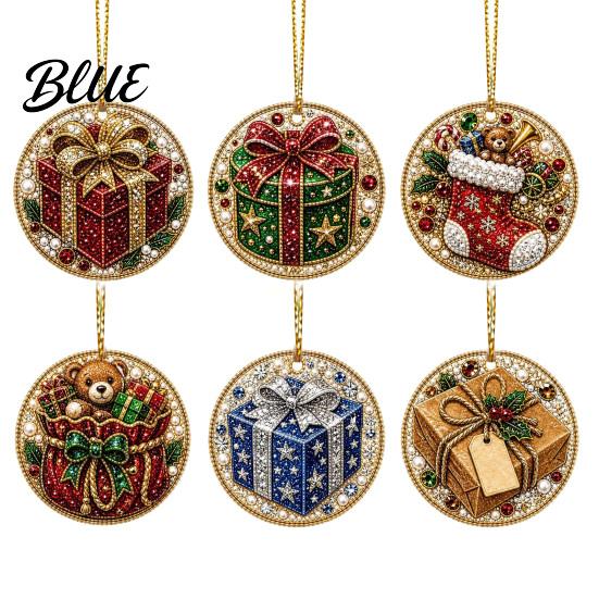 2D Acrylic Santa Flat Holiday Pcs Pearl Christmas Ornaments 6 Art Ornaments Tree Pendant Creative Effect Hanging Decoration for