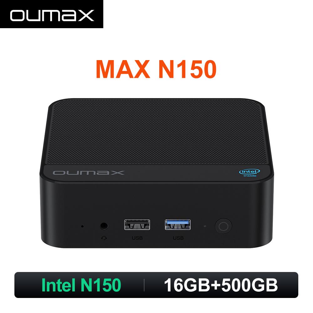 

Мини-ПК OUMAX MAX N N150 Intel Twin Lake N150 4C4T 16G 500G с поддержкой Dual LAN WIFI 5 BT 5.0 Настольный компьютер 16GB500GB чёрный