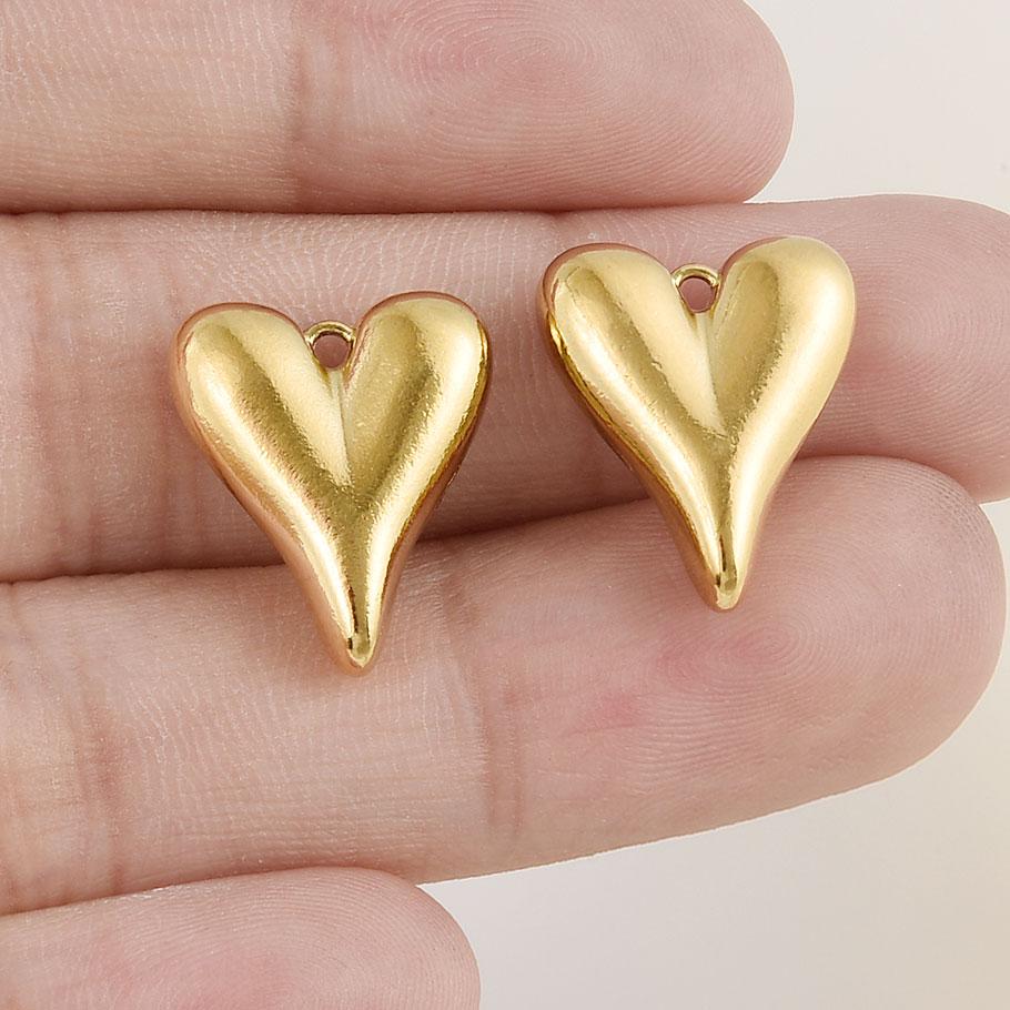 6pcs 13/15/16/29mm Fashion Heart Charm Stainless Steel Charms For Jewelry Making Supplies Handmade Earring Bracelet Love Pendant