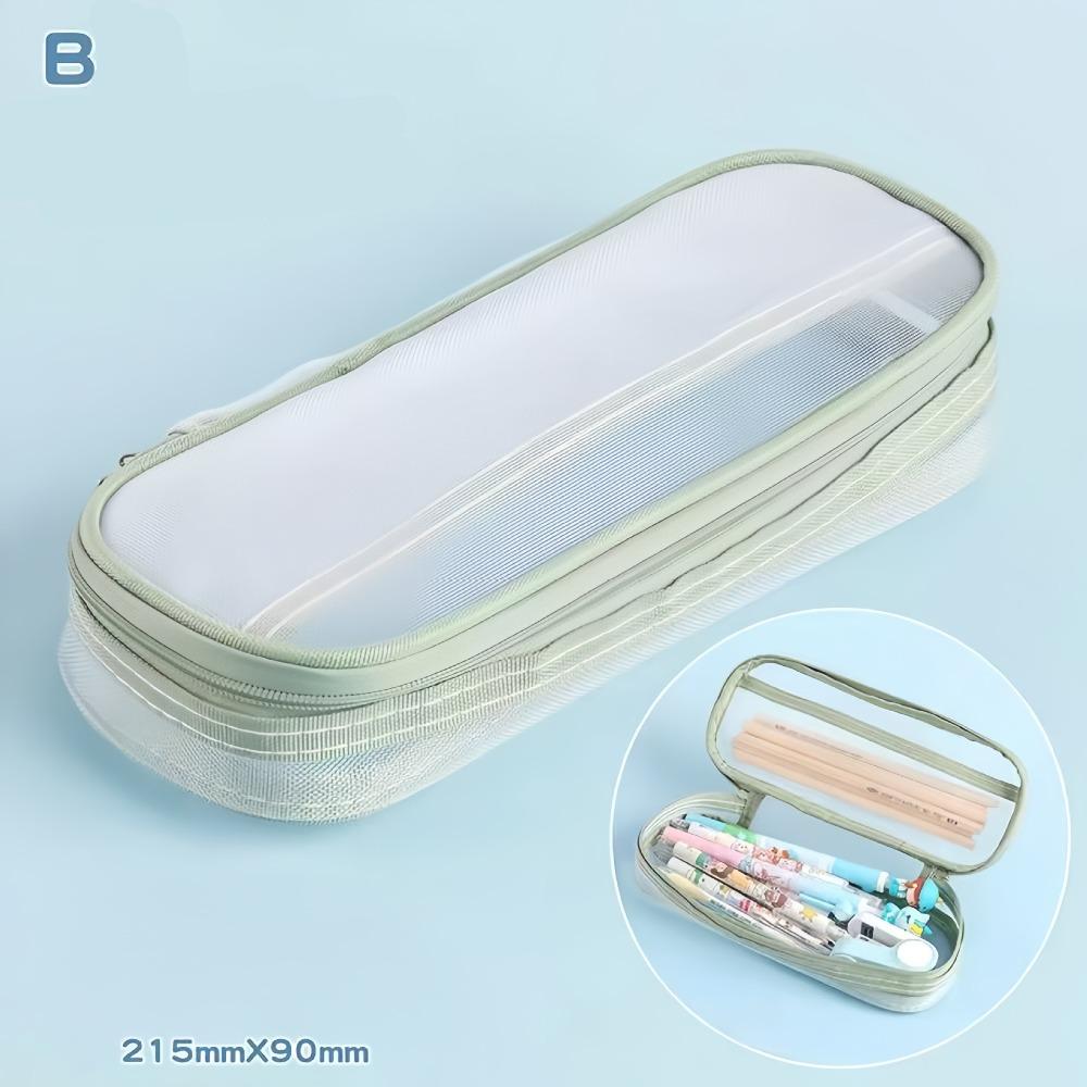 Lightweight Mesh Pencil Case Large Capacity Aesthetic Bag  Student Stationary