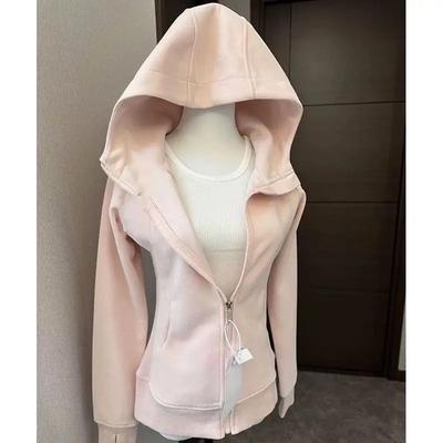 Streetwear Schwarzer Hoodie Mantel Damenbekleidung Mit Kapuze Reißverschluss Enganliegend Y2k Jacken Lässige Mode Pullover Ropa Mujer