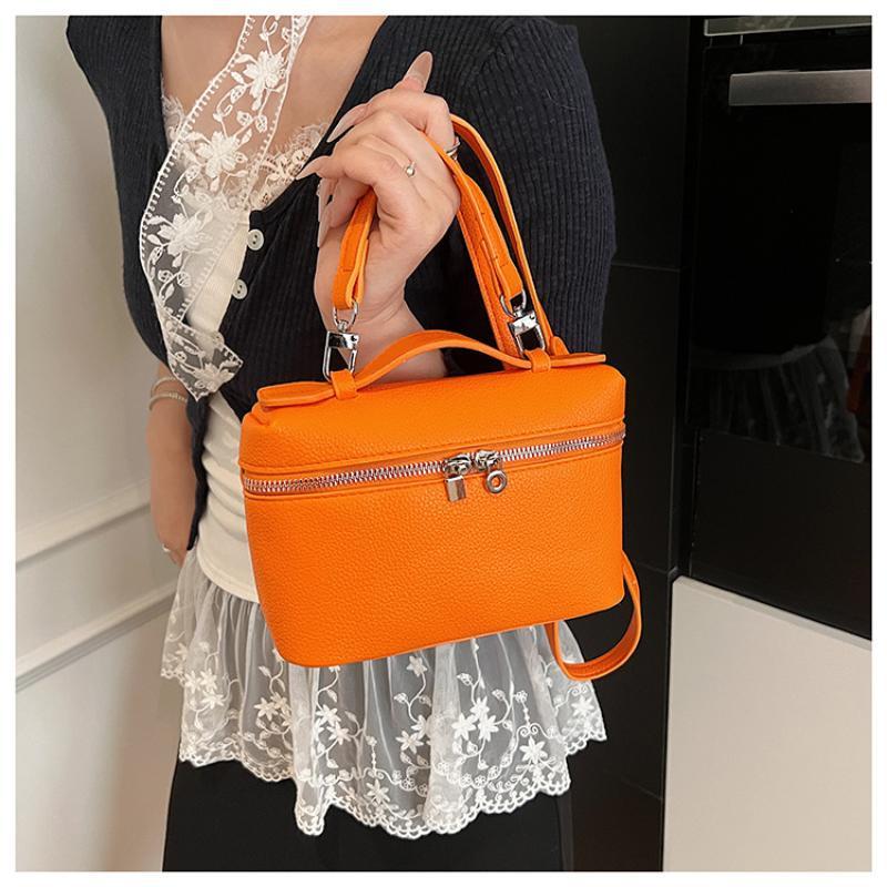 Chic Lychee Grain Women Lunch Tote Bag Insulated Shoulder Crossbody Handheld Bag for Commute Office Food Storage