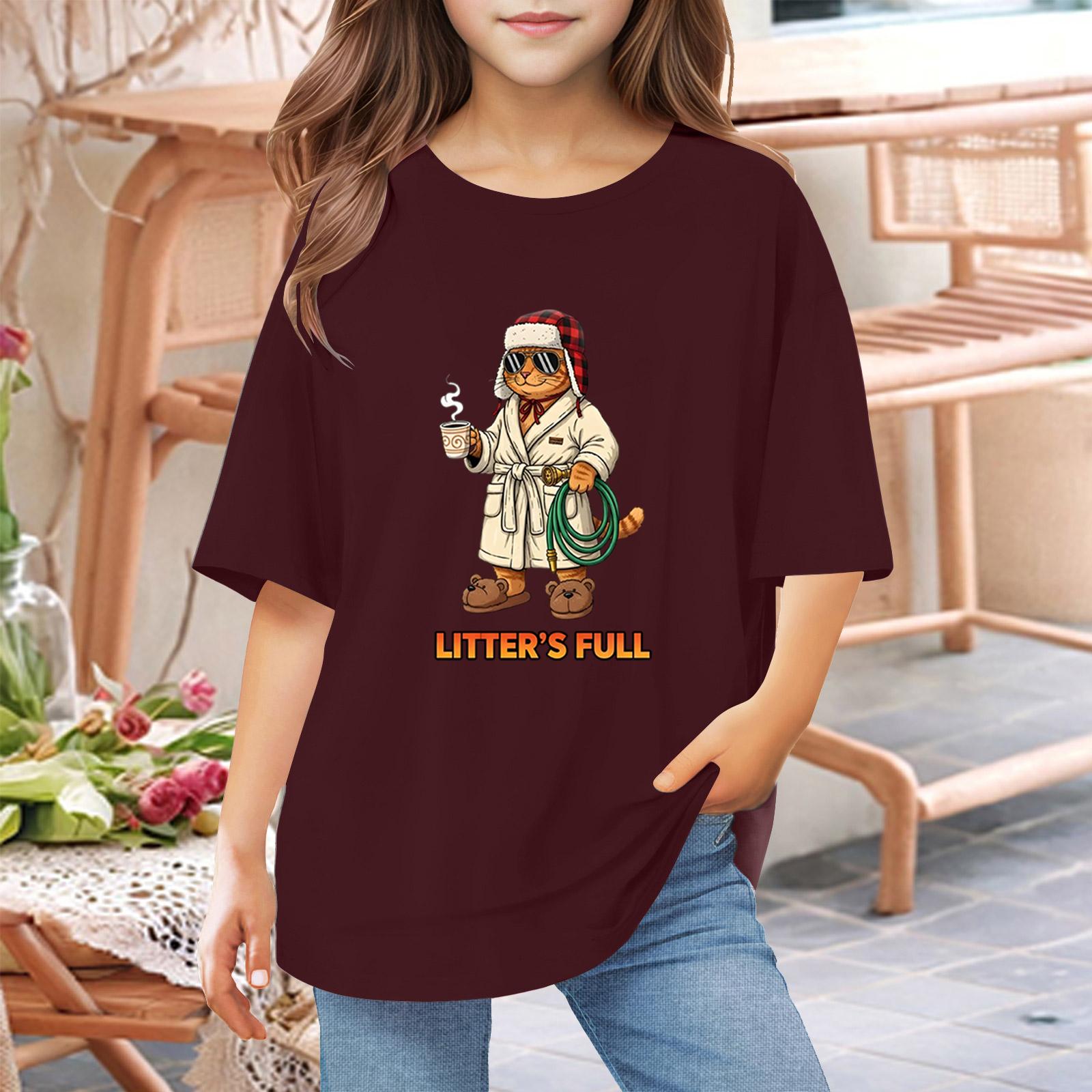 

Футболки для малышей, девочек и мальчиков, детские футболки с короткими рукавами и принтом для мальчиков и девочек 1-12 лет 100 винный