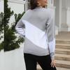 Suéter de Punto Holgado de Cuello Redondo con Combinación de Colores para Otoño e Invierno para Mujer