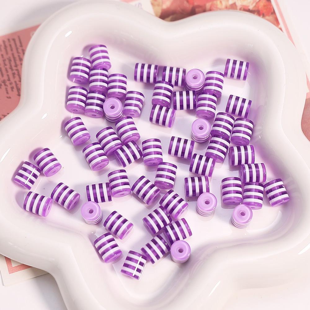 Rainbow Resin Striped Beads for DIY Bracelets & Phone Chains