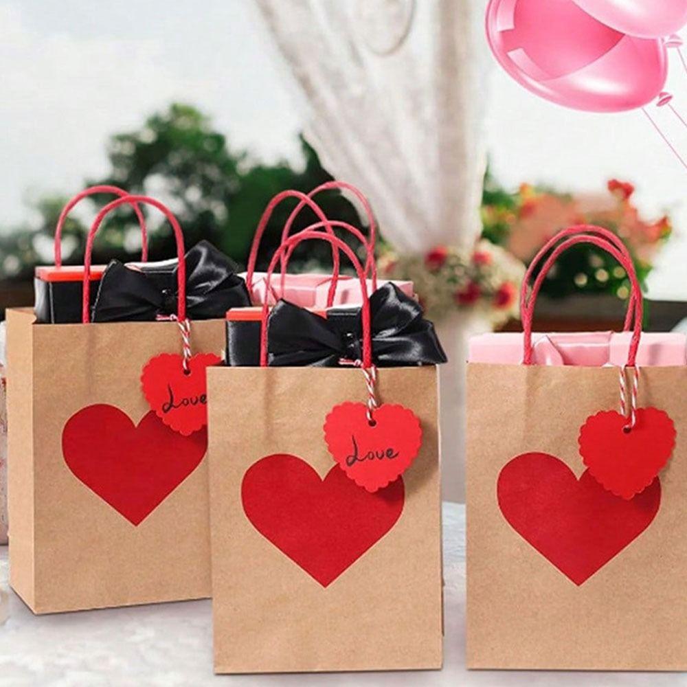 10/12pcs DIY LOVE Heart Shaped Bag Handheld Gift Packing Bag Candy Packaging Bag  Wedding Party