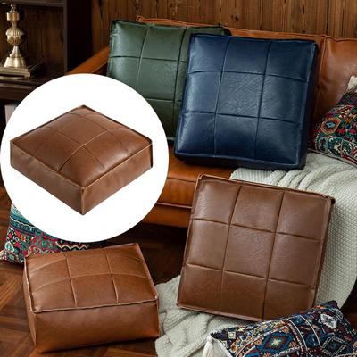 Foot Stool Morocco Ottoman Cover Pouf Couch Seat Cushion PU Leather for Living Room