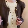 Maillard Tiger Eye Bead Round Pendant Necklace - Retro Casual Style Sweater Chain, Simple and Versatile.