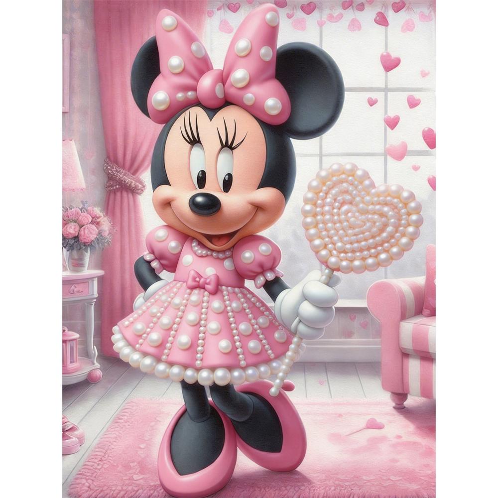 

Disney Pearl Painting Set Pink Romantic Minnies Pearl Heart Promise Exquisite and Sparkling Artwork Perfect for Home Wall Decoration and HandmadeGifts 35x45cm