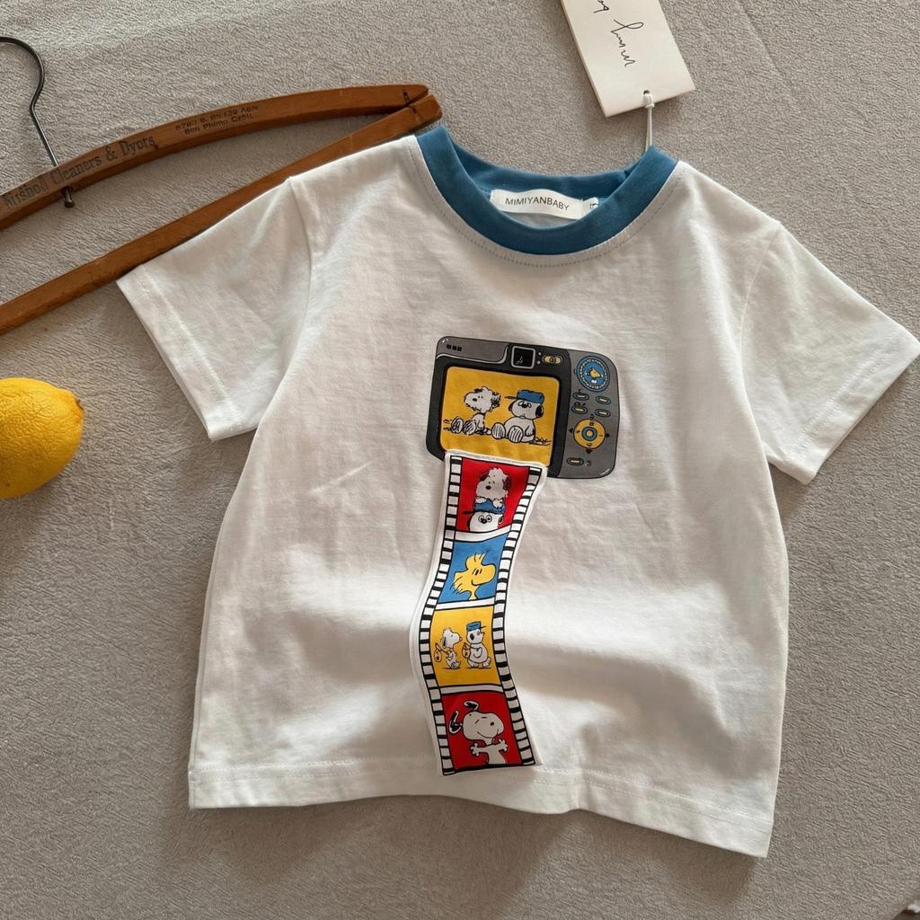 Kids Cotton Short Sleeve T Shirt with Cartoon Print for Boys and Girls Summer Wear
