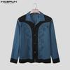 INCERUN Men Long Sleeve Embroidery Stitching Buttons Suede Casual Thin Coat Jackets