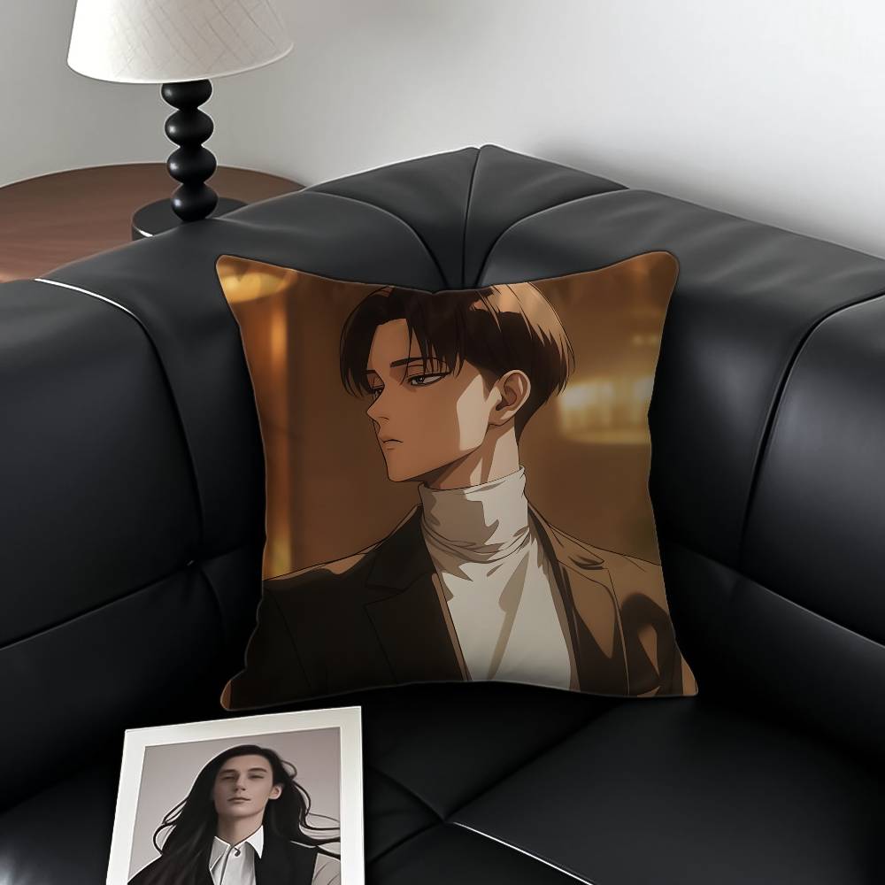 1 Stück Levi Ackerman Attack on Titan Kissenbezug, milbenabweisend, mit verdecktem Reißverschluss, seidig-kurzplüschig, Sofakissenbezug