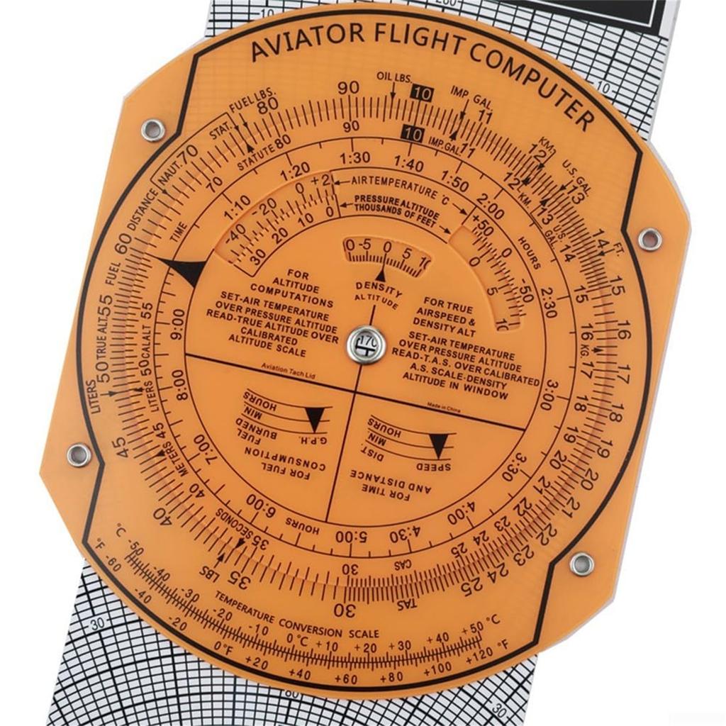 Luftfahrt Navigationsplotter mit 360-Grad-Drehung und Rechenschieber zur Flugplanung, transparentes ABS-Material
