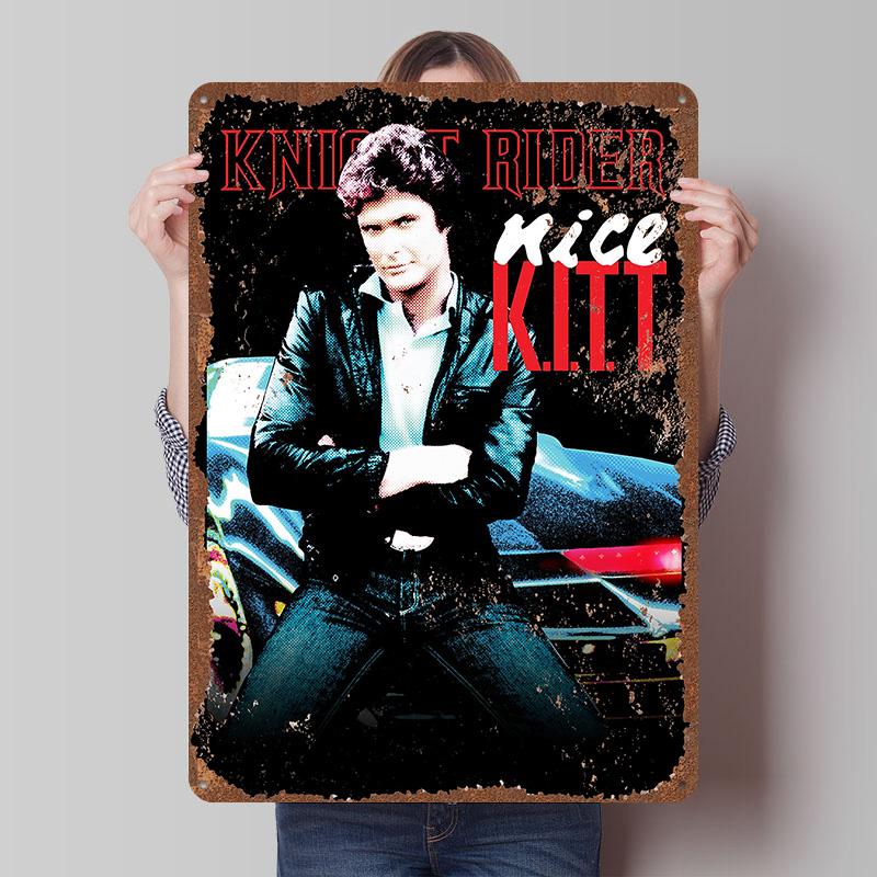 Knight Rider Print Tinplate Posters Customizable Wall Art Retro Vintage Metal Tin Signs for Desk Decor Home Decorations House