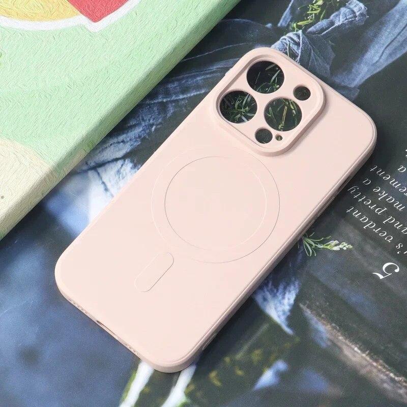 

Рідкий силіконовий чохол Apple для IPhone 15 13 14 12 11 Pro Max Mini X XR XS 15 Plus Magsafe Magnetic Wireless Charge Protection Cover For iphone 13 рожевий