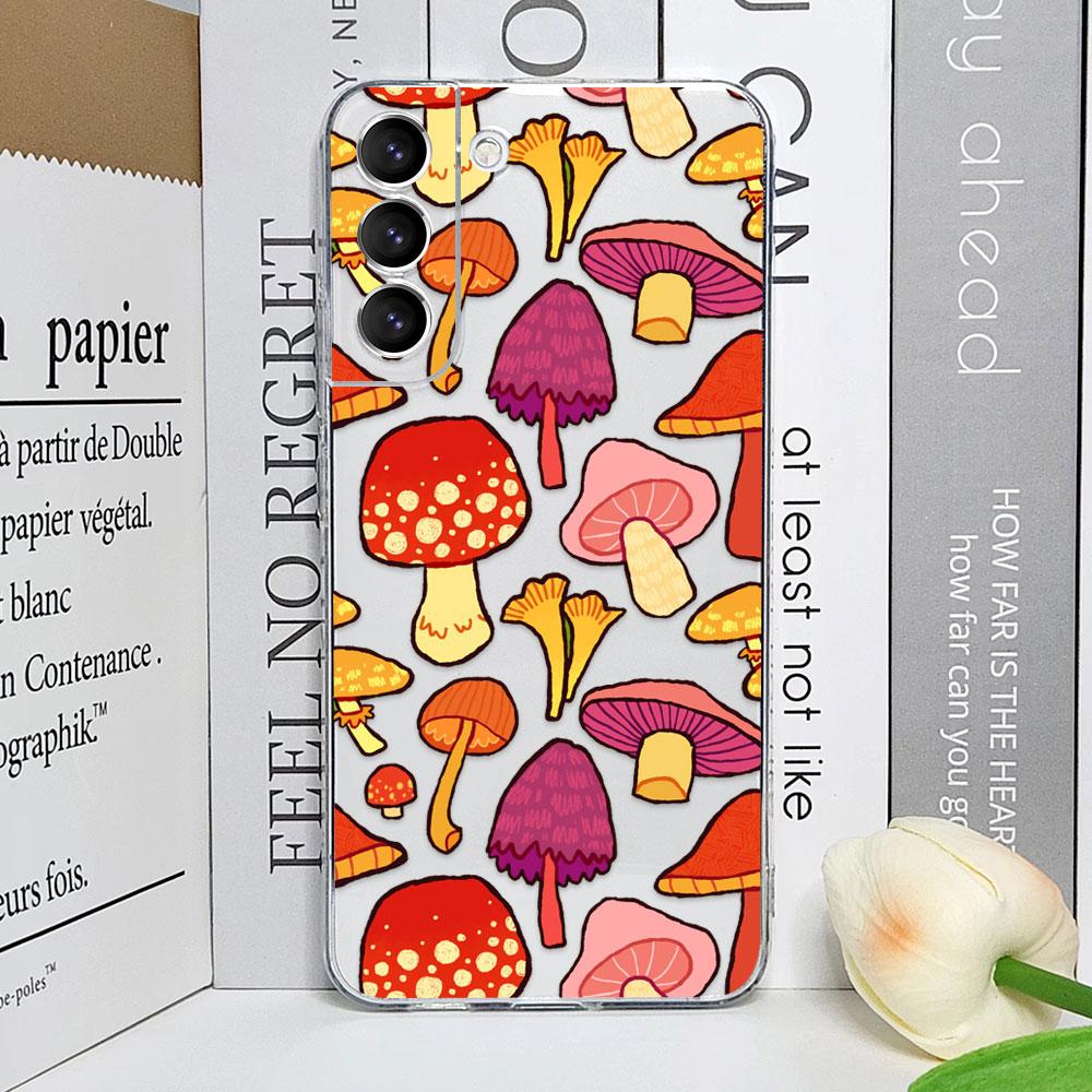 Cute Forest Fantasy Mushroom Phone Case for Samsung Galaxy S25 S24 S23 FE S22 Plus S21 Ultra Transparent Soft Covers Art Fundas