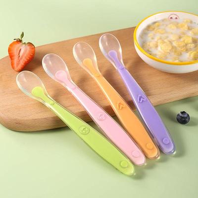 1pcs Food Grade Silicone Cute Baby Feeding Tableware Non-Slip Baby Trainning Spoon with Storage Box