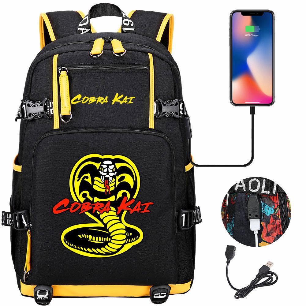 American Drama Cobra Print USB Teen Student Schoolbag Men and Women Leisure Large Capacity Travel Backpack