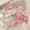 2Pcs Hairpin Soft Polymer Clay Peach Blossom Hair Clips Lightweight Non-Slip Pink Floral Design Hair Pin Hanfu Hair Accessories