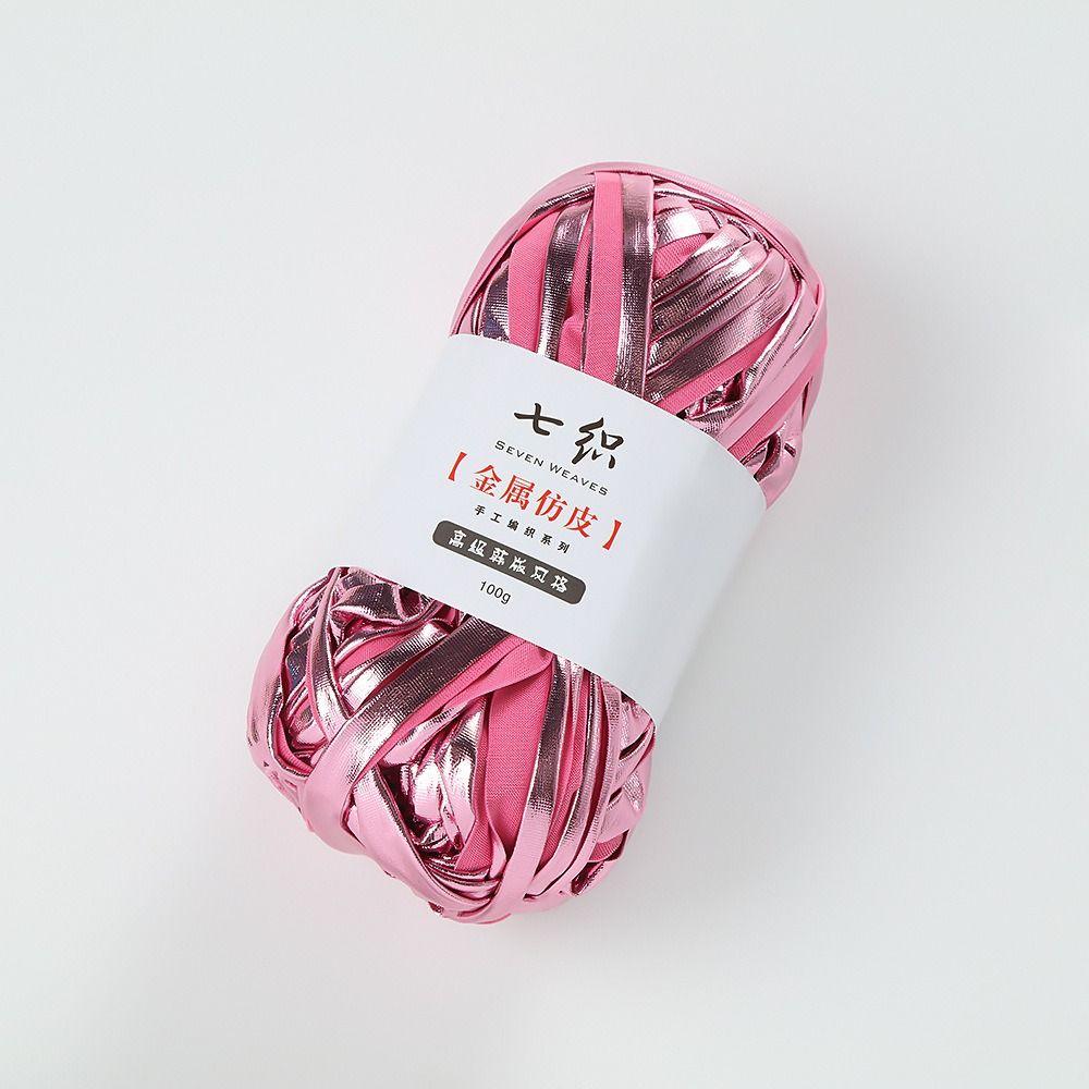 Easy Yarn 25M Faux Leather Yarn Shiny Elastic Imitation Leather Fabric Yarn Wide Hand Woven Crochet Yarn Beginner