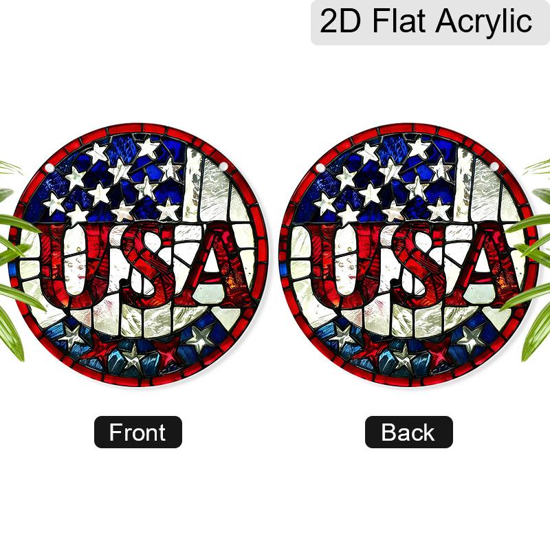 Acrylic USA Suncatcher Stained Glass Effect Window Hanging Ornament Patriotic Decor for Home