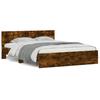 Bed Frame with LED Lit Headboard Smoked Oak Finish 150x200 cm