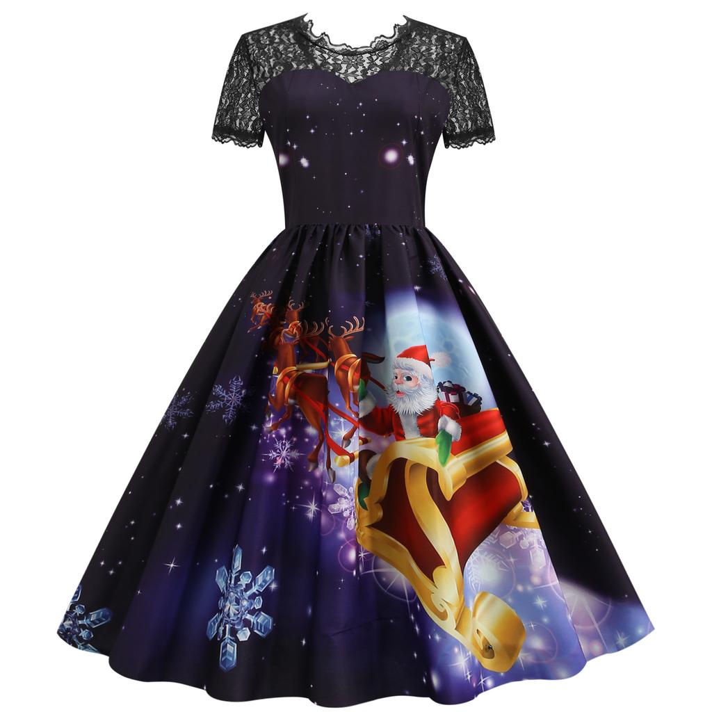 QICED Fashion Summer Spring Short Sleeve O-Neck Casual Dresses