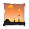 Tatooine Double Sun Square Pillowcase Polyester Linen Velvet Pattern Zip Decorative Pillow Case Bed