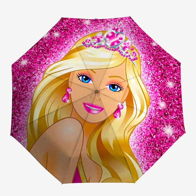 

1pc Barbie Automatic Folding Umbrella - Compact 8-Rib Design, Durable Plastic & Iron, Lightweight for Outdoor Daily Use21059