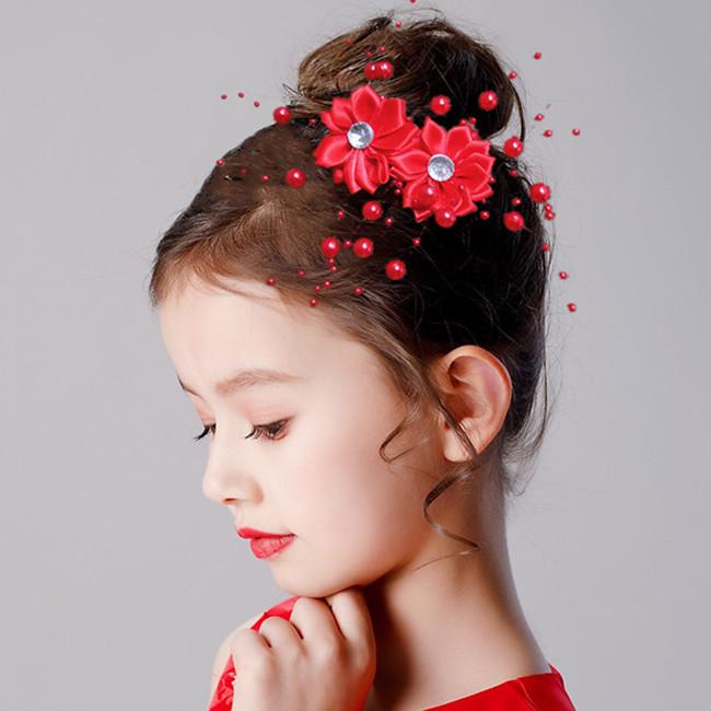 2Pc Korean Headdress Bridal Head Flower Small Wrinkle Chrysanthemum Rose Flower Handmade Jewelry Wedding Dress Disc Hair Dancing Hairpin